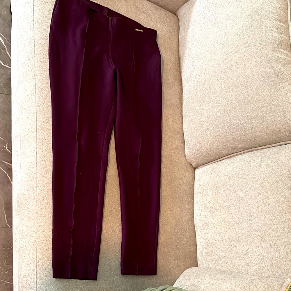Anne Klein size 12 Burgundy Wine Straight skinny Leg Pants
